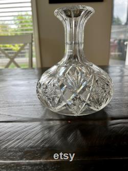 Vintage, Crystal Wine Carafe, Decanter, Notched or Mitre Zipper. American Brilliant Cut Glass.