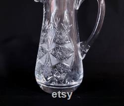 Vintage Cut Crystal Pitcher, Turkish Crystal Glass Carafe, Crystal Desing Water Pitcher Mid Century Water Jug, Kitchen Retro Decor