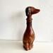 Vintage Empoli Glass Carafe Bottle Dog Dachshund Leather Italy Design 60 Years Mid Century
