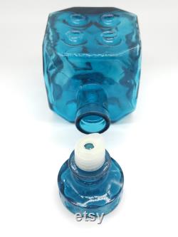 Vintage EMPOLI Italian blue glass decanter Based on Erkkitapio Siiroinen's 'Noppa' design for Lasi Riihimaki