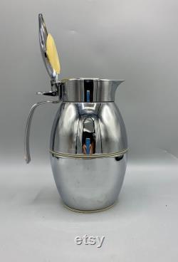 Vintage Erhard and Sohne Silver Plated Brass Insulated Carafe 0.75 L Two Position Lid Stunning Profile Wolfgang von Wersin