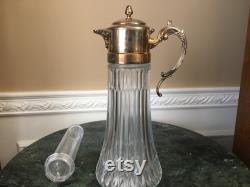 Vintage FB Rogers Silver Company Silver Plate and Glass 2 Qt Chill It Pitcher withIce Tube Glass Original Box
