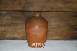 Vintage French glazed Stoneware water jug handthrown oil bottle 1940s rustic farmhouse pottery Ancienne Cruche Carafe Huilier en Terre