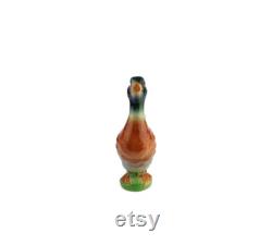 Vintage Garnier Enghien Paris Liquor Bottle Carafe Pitcher Duck Shaped, Hand Painted Ceramic Bottle