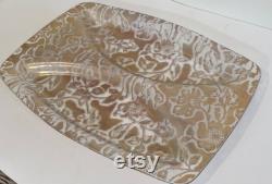 Vintage George Briard( ) Serving Small Platter Divided Dish Gold Scroll MCM