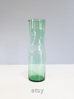 Vintage Glass Decanter Carafe Green Mid Century Scandinavian