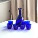 Vintage Holmegaard Cobalt Blue Viking Carafe And 6 Tumblers Designed By Ole Winther, Cobalt Blue Glass Decanter, Blue Holmegaard Carafe Set