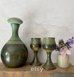Vintage Iden Pottery Ceramic Carafe, Wine Decanter, Handmade Water Carafe, 1970s Studio Pottery, Modern Rustic Decor, Glazed Ceramics