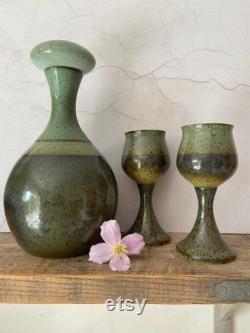 Vintage Iden Pottery Ceramic Carafe, Wine Decanter, Handmade Water Carafe, 1970s Studio Pottery, Modern Rustic Decor, Glazed Ceramics