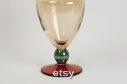 Vintage Iridescent Glass Carafe Krosno Poland Mouth Blown Tricolor Carafe with Leaf Stopper Colorful Vintage Barware