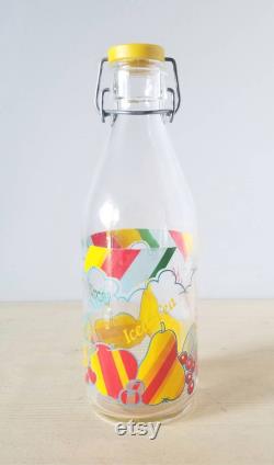 Vintage Italian Cerve glass juice bottle colorful decanter iced tea lemonade pitcher