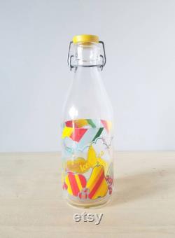 Vintage Italian Cerve glass juice bottle colorful decanter iced tea lemonade pitcher