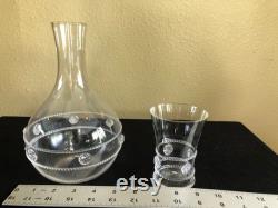 Vintage Juliska Water carafe and cup stacking pair, Bedside water carafe and glass, Czech Republic hand blown glass, luxury glass