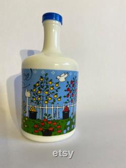 Vintage Large Milk Glass Juice Carafe With Fruit Trees