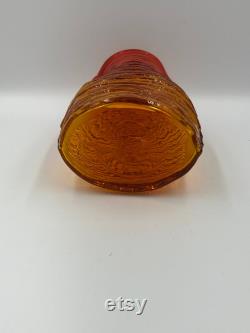 Vintage MCM Blenko Tangerine Water Juice Carafe, Glows, Textured, Rare
