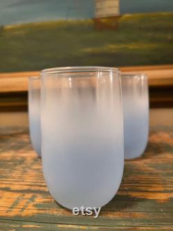 Vintage MCM Blue Blendo Glass Pitcher and 5 Glasses
