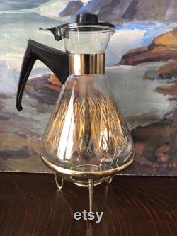 Vintage Mid Century Pyrex Glass Coffee Carafes with Warmer Vintage Mid Century Carafes and Warmer Atomic Glass Carafes Vintage Coffee Carafes