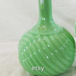 Vintage Opaline Glass Carafes Bottle And Glass Very Stylist Green Decorative Jug Home Decor