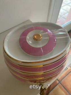Vintage Pink Ceramic Lemonade drink Dispenser Decanter with brass spout baby shower bridal shower party decor