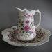 Vintage Pitcher With Basin Dish Staffordshire James Kent Old Foley Chinese Rose