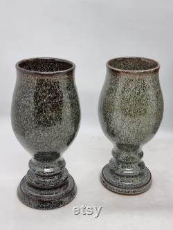 Vintage Pottery Carafe and Footed Goblets Scandinavia