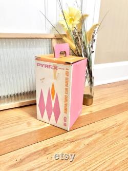 Vintage Pyrex Atomic Diamond Pattern 4 CUP Carafe with Candlewarmer Stand AND Original Box 4704 1960's Pyrex Carafe with Original Box