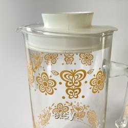 Vintage Pyrex Carafe with Lid Butterfly Gold