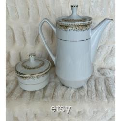 Vintage Queen Anne Signature Bone China White Sugar Bowl Coffee Pot and Lid