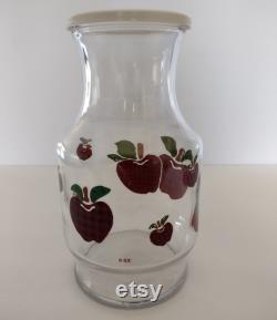 Vintage Retro Anchor Hocking Apple Juice Carafe With Plaid Red Country Apple Design With Lid Vintage Kitchenware Vintage Apple Juice Jar