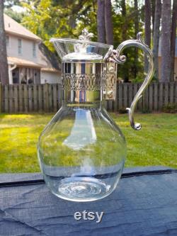 Vintage Rogers Silverplate Glass Carafe with Warmer Stand