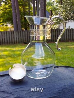 Vintage Rogers Silverplate Glass Carafe with Warmer Stand