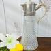 Vintage Sheffield Large Silver And Glass Juice Carafe, Diamond Point Claret Glass Pitcher, Antique Silver Pitcher