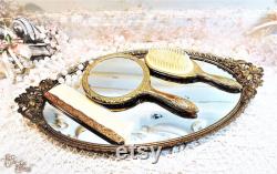 Vintage Vanity Set with Mirrored Tray