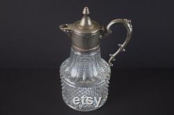 Vintage Wine Decanter Mid Century Italian Silver Plated Glass Port Ritual Ceremonial Pitcher