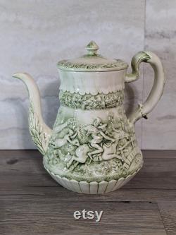 Vintage Witches Pursuit Ceramic Tea Coffee Pot Pitcher