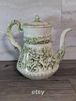 Vintage Witches Pursuit Ceramic Tea Coffee Pot Pitcher