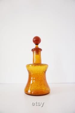 Vintage amber bubble glass decanter
