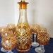 Vintage Amber Carafe With Matching Aperitif Glasses