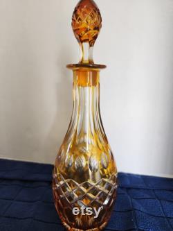 Vintage amber carafe with matching aperitif glasses