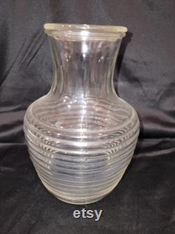 Vintage anchor Hocking beehive glass covered carafe water pitcher tea lid Manhattan ribbed