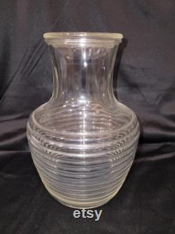 Vintage anchor Hocking beehive glass covered carafe water pitcher tea lid Manhattan ribbed