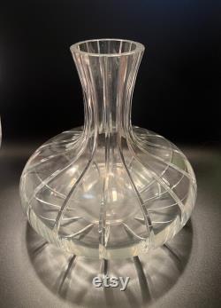 Vintage baccarat brick cut crystal 8 open carafe vase decanter, made in france