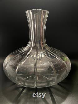 Vintage baccarat brick cut crystal 8 open carafe vase decanter, made in france