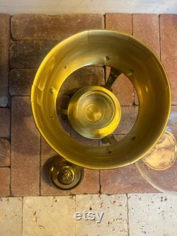 Vintage brass tea warmer, candle kettle, etched brass tabletop carafe with holder