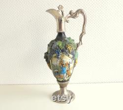 Vintage ceramic carafe with motif 70s