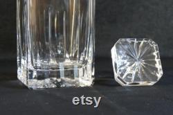 Vintage cut crystal whiskey decanter and its six glasses