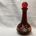 Vintage Glass Carafe, Color Ruby Red Glassware, Barware