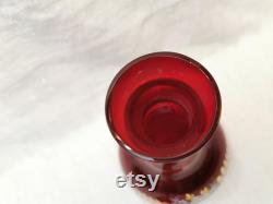 Vintage glass Carafe, Color Ruby Red Glassware, Barware