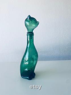 Vintage glass decanter in cat shape