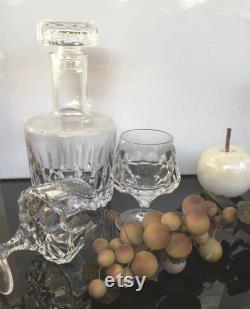 Vintage hand-cut crystal glass set glass carafe 6 glasses lead crystal decanter 24-faceted hand-cut Exclusive bar glassware